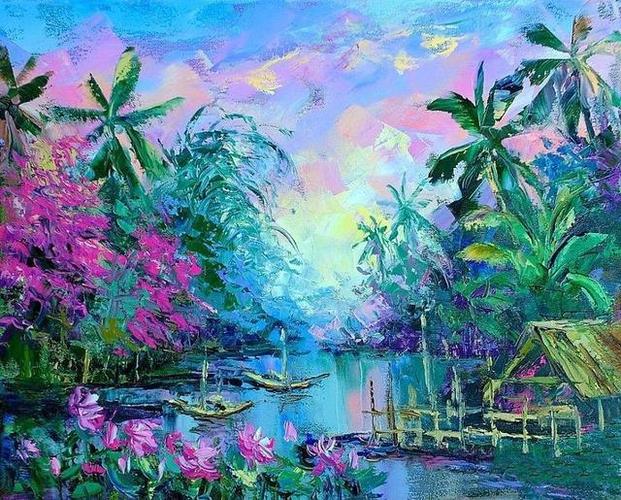 简单的颜料风景画图片2