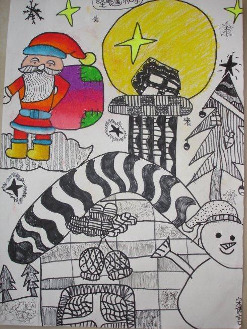 儿童线描画-圣诞快乐