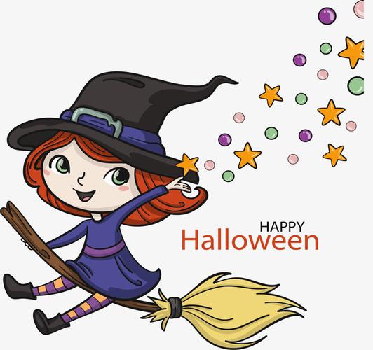 骑扫把的万圣节女巫
