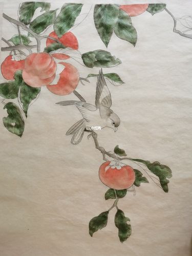 工笔画《柿柿如意》临摹_湘子庙攻略_柿子_国画_文化