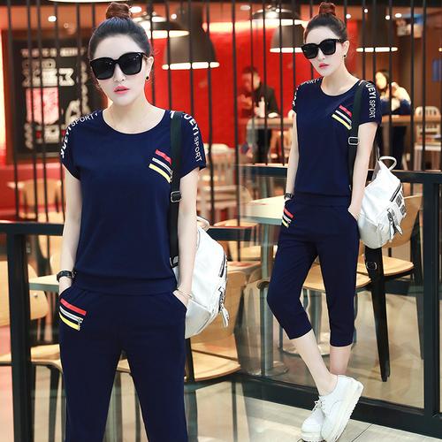 mtiny夏季幼儿园教师园服老师服装幼师早教短袖七分裤休闲女运动套装