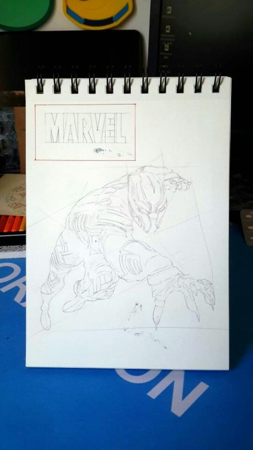 漫威 手绘 复仇者联盟 黑豹 black panther 美漫 英雄