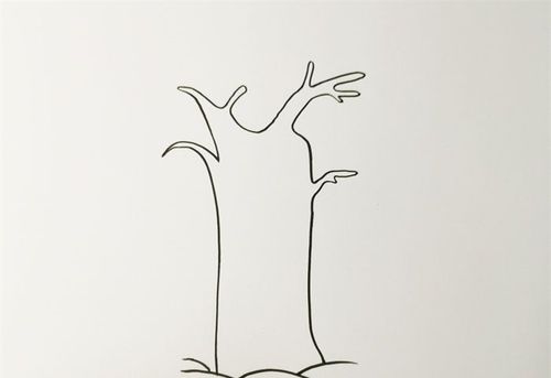 2,再来补充树干的细节,在树干上画上一些线条纹理,并画上一些螺旋状树