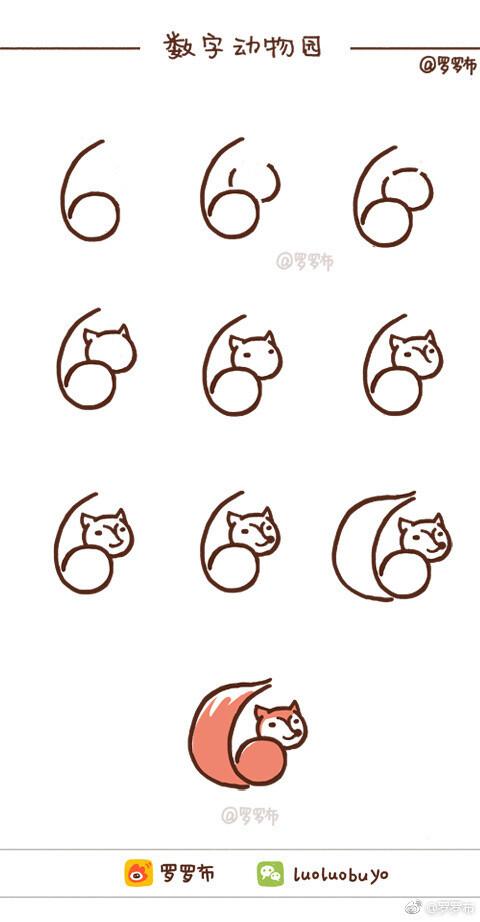 设计秀 【数字变动物简笔画】123456789,画出一个动物园~(作者:罗罗布