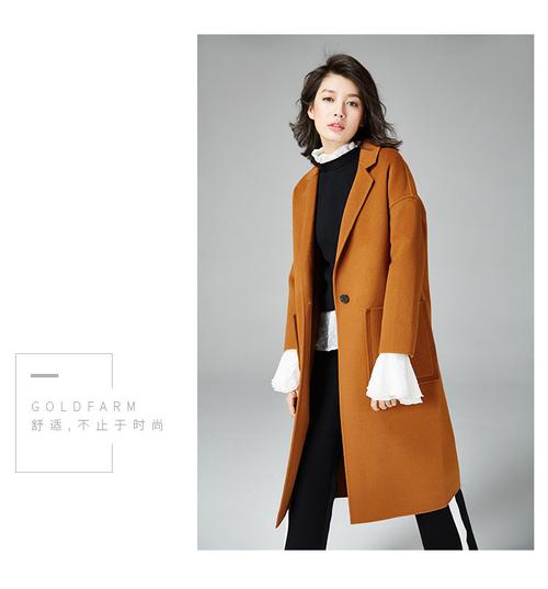新款廓形拼接个性中长款女士保暖双面呢100羊毛呢子女式毛呢大衣