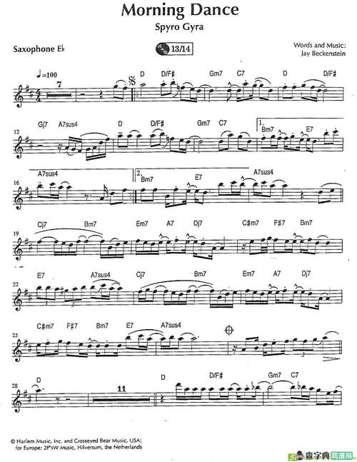 morningdance萨克斯谱