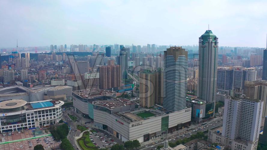 武汉国际广场_武商集团航拍_3840x2160_高清视频素材下载(编号