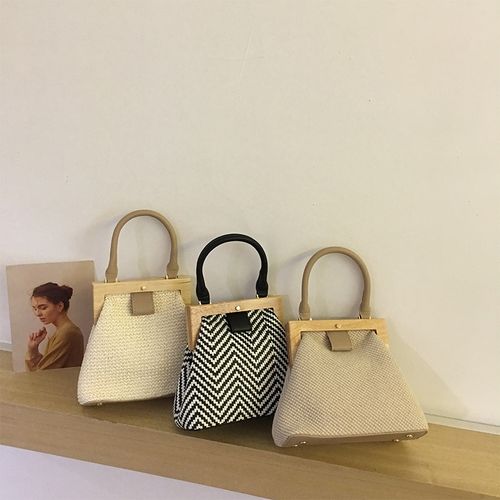 新款包包流行2019新品,新款包包图片 2019春夏新款女包单肩斜跨手提编织复古简约木质夹子