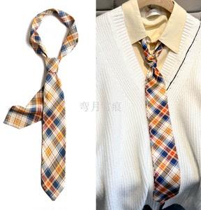 春秋jk领结男女百搭长条衬衫装饰领巾格子条纹双面丝巾学院风绑发