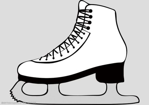 手绘白色冰刀冰鞋免抠psd透明素材