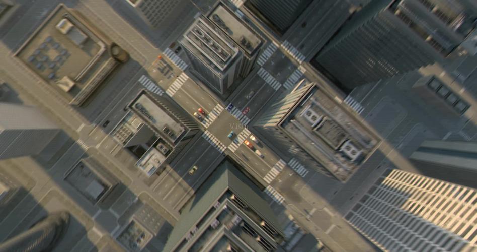 2k穿过云层鸟瞰城市楼房俯视街道_2048x1080_高清视频