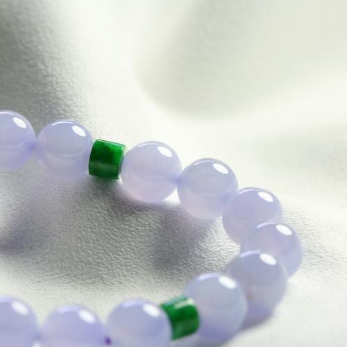 冰种紫罗兰翡翠手串