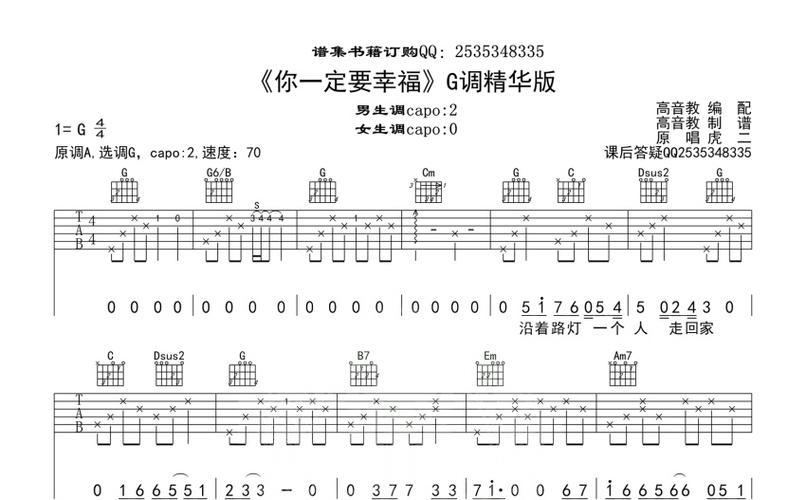 虎二你一定要幸福吉他谱g调吉他弹唱谱精华版