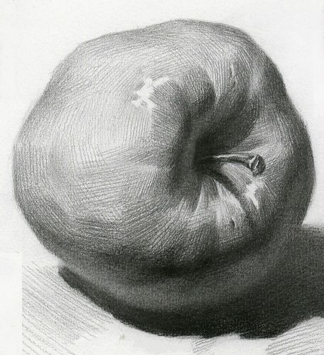 素描静物苹果细节图集,优秀素描局部图片欣赏