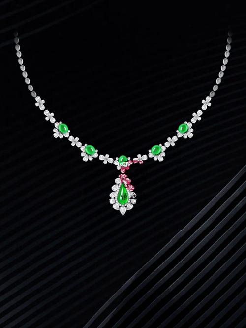 翡翠小蛋面群镶吊坠款or晚装小项链_翡翠_吊坠_项链_恒之福珠宝镶嵌