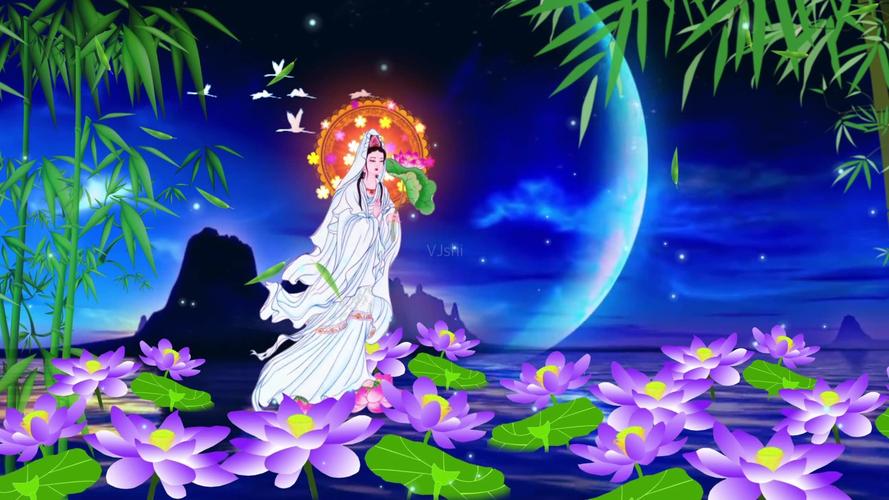紫色荷花,观音菩萨_1920x1080_高清视频素材下载(编号:2808546)_舞台