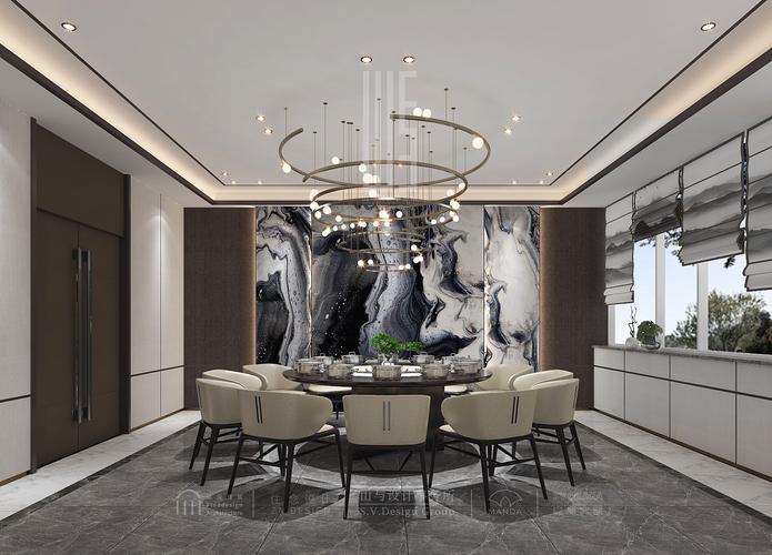 小包间延续了黑白灰的设计基调,温馨简约.