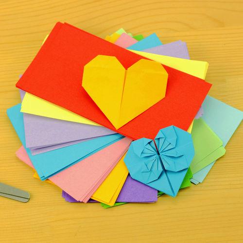 彩纸彩色手工纸 714cm长方形diy爱心折纸材料心花怒放彩色折纸7折