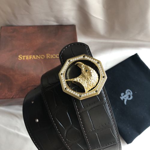 00619stefanoricci史蒂芬劳尼治专柜款精钢鹰头镶嵌钻扣38mm细节处理
