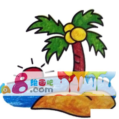 海岛风景简笔画图片彩色怎么画简笔画教程_绘画吧-画画