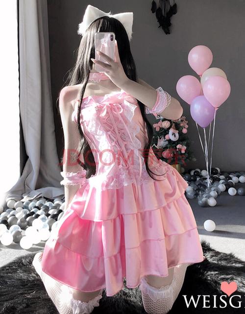 希尔库班女仆装cosplay暗黑系二次元 粉3件装 猫耳  s