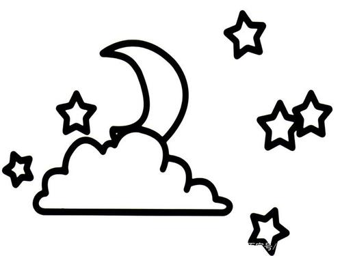 涂色简笔画星星月亮