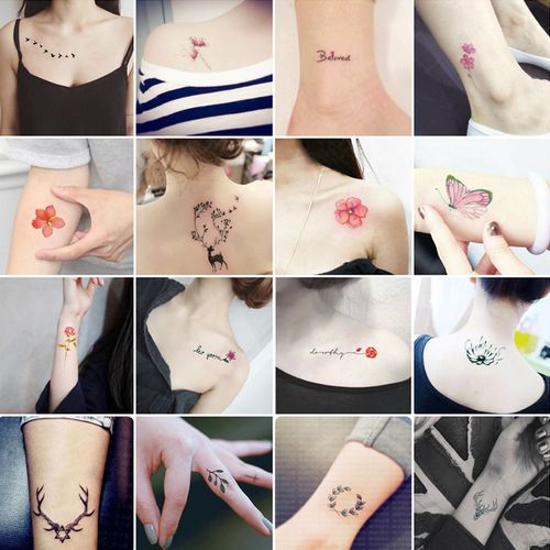 纹身贴男女防水持久个性英文小清新锁骨情侣纹身贴纸