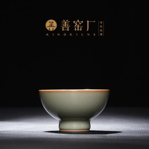 李善明善款 内汝窑外霁红 玉笠杯特大纯手工高温汝瓷主人杯已售0100元