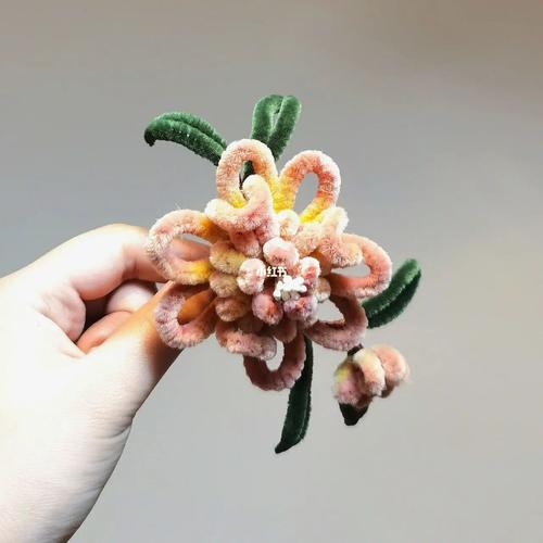 仿绒花  圈圈花_绒花_手工制作_桃花_耳环_胸针_发簪