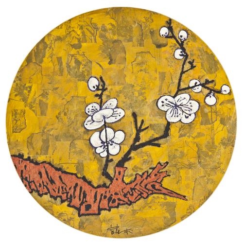 薛松《梅》布面油画 d60cm 2009