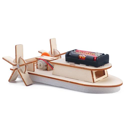 diy双桨明轮船儿童科学制作小发明 学生幼儿园手工电动快艇材料包