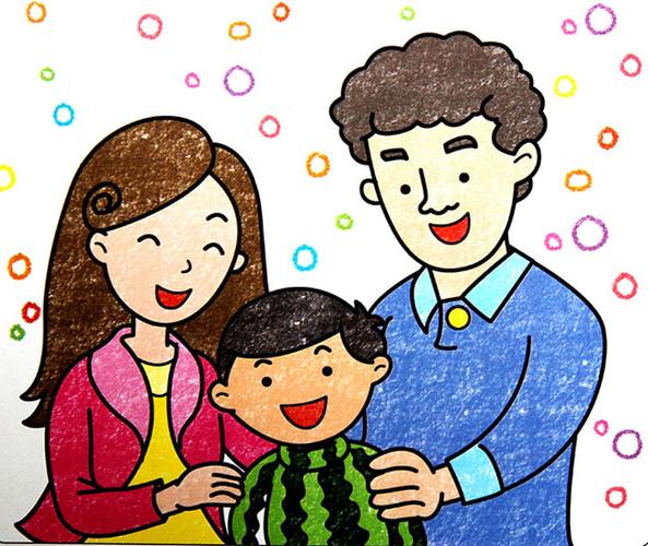 儿童油棒画作品:我们一家人,画画网