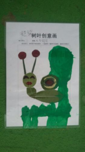 树叶贴画欣赏~2016大七班亲子树叶画 树叶贴画,用爱拼