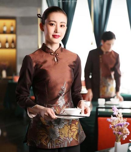 酒店工作服女饭店服务员秋冬服装餐饮餐厅前台会所长袖工服