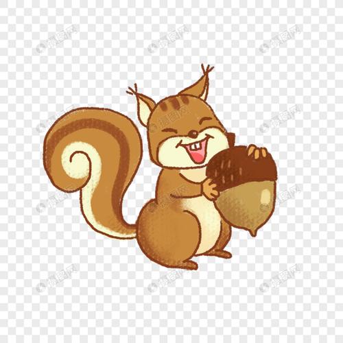 免抠元素 手绘/卡通元素 抱着坚果的松鼠.png