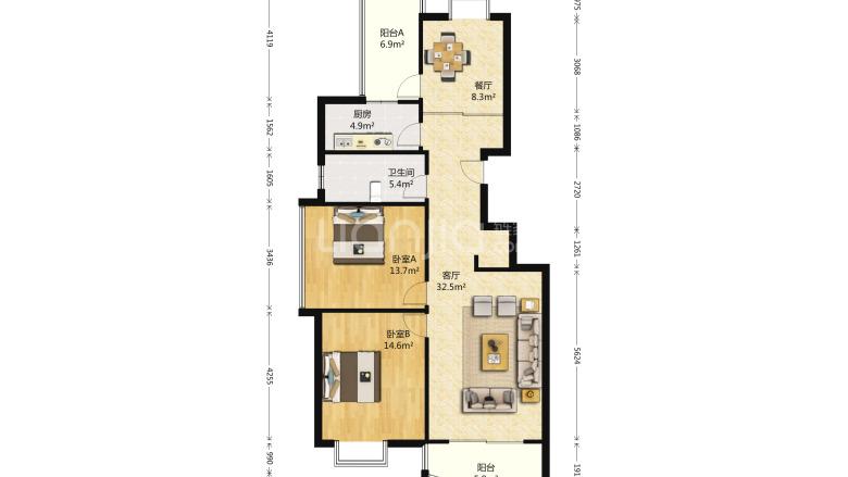 水墨兰庭 3室2厅 3200元