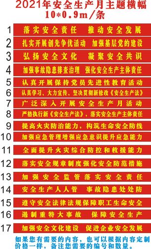 2021年安全生产月主题横幅消防职业病活动宣传标语条幅油光布定制