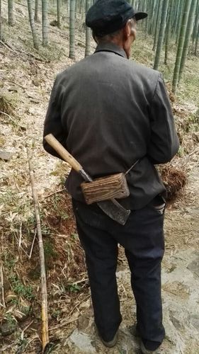 山里老人砍竹子的斧子