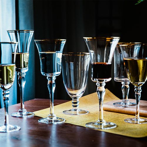 酒杯金边奶奶欧式高脚香槟杯镀红酒西餐摆台异形