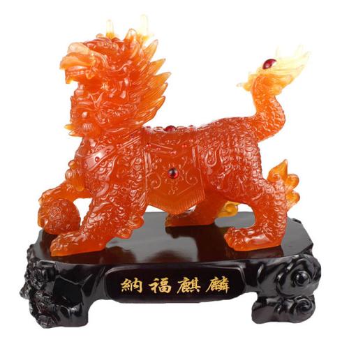 购客招财纳福麒麟摆件一对大号火麒麟客厅摆设乔迁新居礼品搬家送礼