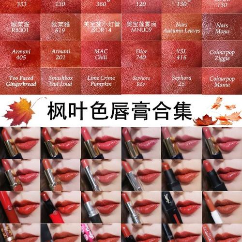 秋冬干枫叶红口红色号合集