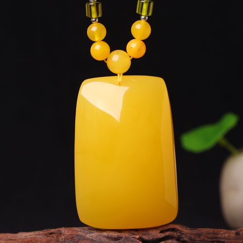 鸡油黄老蜜蜡随形男女款毛衣链长款 海天然蜜蜡无事牌吊坠 波罗