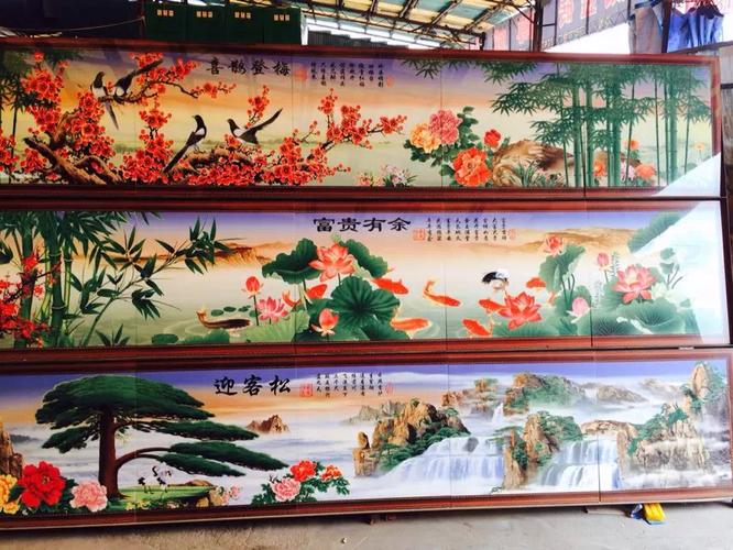 饰 迎门墙庭院微晶石瓷砖画外墙画照墙 迎宾墙装 定制