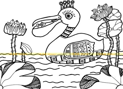 黑白线描画教程27鹈鹕