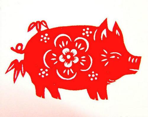 属猪彩色剪纸图片大全