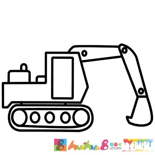 挖掘机交通工具简笔画步骤图片大全二