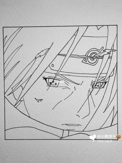 手绘|宇智波鼬 「附线稿过程」_手绘_线稿_火影忍者影评_火影忍者