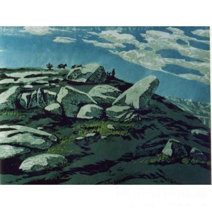 张衍海版画《沂蒙山歌》 类别: 套色版画