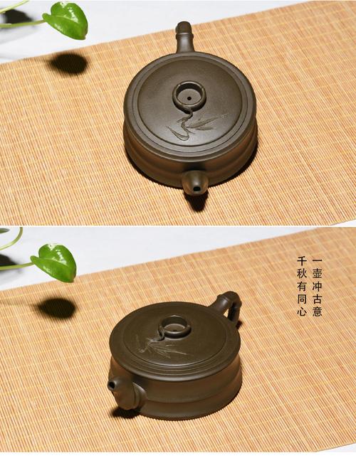 玉壶传宜兴紫砂壶名家工艺师刘建英全手工精品原矿绿泥竹影