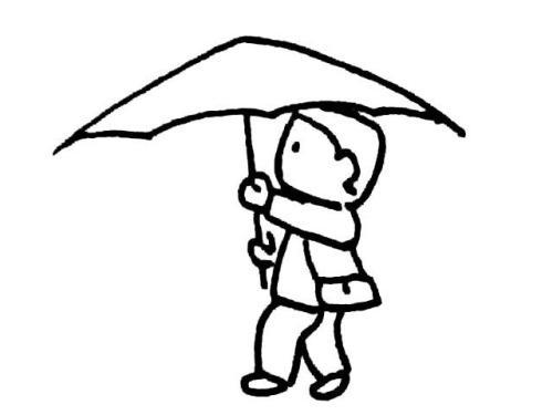 人带着伞的简笔画